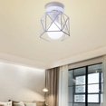 thumbnail image 4 of Retro Industrial Metal Square Iron Ceiling Light, Cube Cage Pendant Lamp E27 for Living Room Bedroom Cafe Bar Restaurant Entrance Hallway (White), 4 of 4