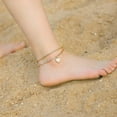 thumbnail image 5 of Tingn Initial Ankle Bracelets for Women Dainty Heart Foot Gold Jewelry Summer Gifts, 5 of 6