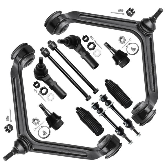Detroit Axle - RWD Front End 12pc Suspension Kit for Dodge Ram 1500 2002-2005, 2 Upper Control Arms with Ball Joints 2 Lower Ball Joints 4 Tie Rods 2 Sway Bars 2 Boots Replacement