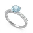 thumbnail image 2 of Diamond-Capitals 2.25 Carat Elegant Round Cut Natural Diamond & Aquamarine Gemstone Proposal Ring for Ladies Solid 18K White Gold Size 7.5, 2 of 7