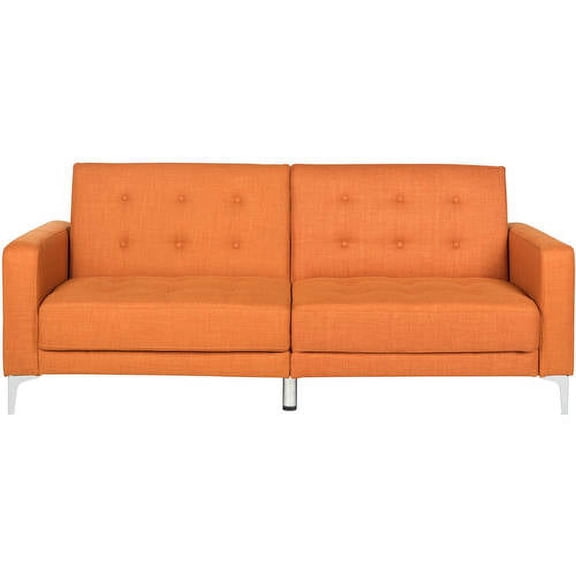 SAFAVIEH Soho Tufted Foldable Futon Sofa Bed, Orange