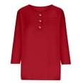 thumbnail image 3 of Aofany Women's Casual 3/4 Sleeve Length T-Shirts Tunic Tops V Neck Loose Fit Basic Tee Solid Color Blouse for Work Daily, 3 of 5