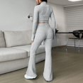 thumbnail image 5 of BYHONG Womens Sets 2 Piece Outfits Fall Solid Color Knitted Long Sleeved Turtleneck Wide Leg High Waisted Trousers Grey M, 5 of 9