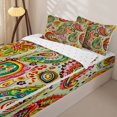thumbnail image 3 of jejeloiu Vibrant Paisley Zipper Twin Comforter Sets with Fitted Sheet and 2 Pillowcases For Men Women,Artistic Print Zipper Bedding Set,Multi Color,Reversible,4 Pieces, 3 of 7