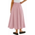 thumbnail image 2 of High Elastic Waist Women Solid Color Long Swing Skirt with Pocket, 2 of 6