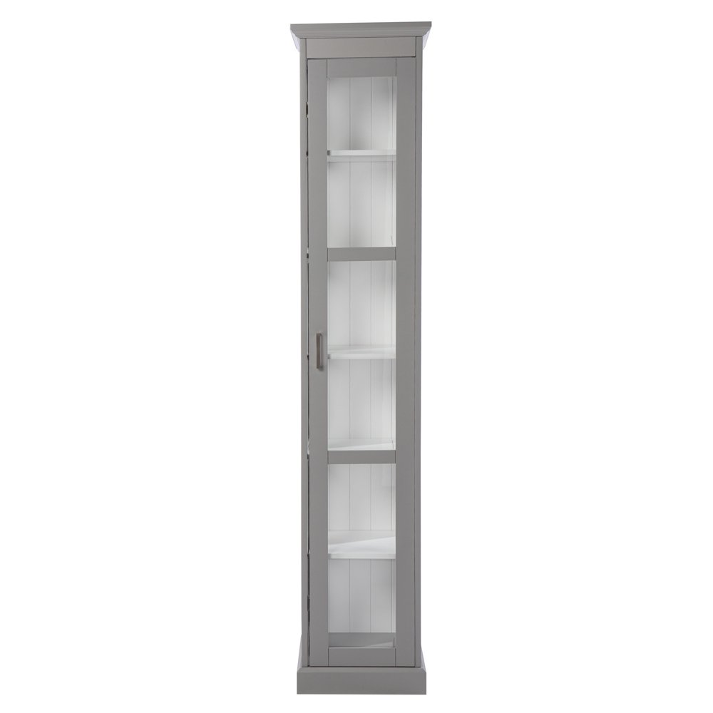 77.25" Gray Balterley Tall Curio with Glass Door