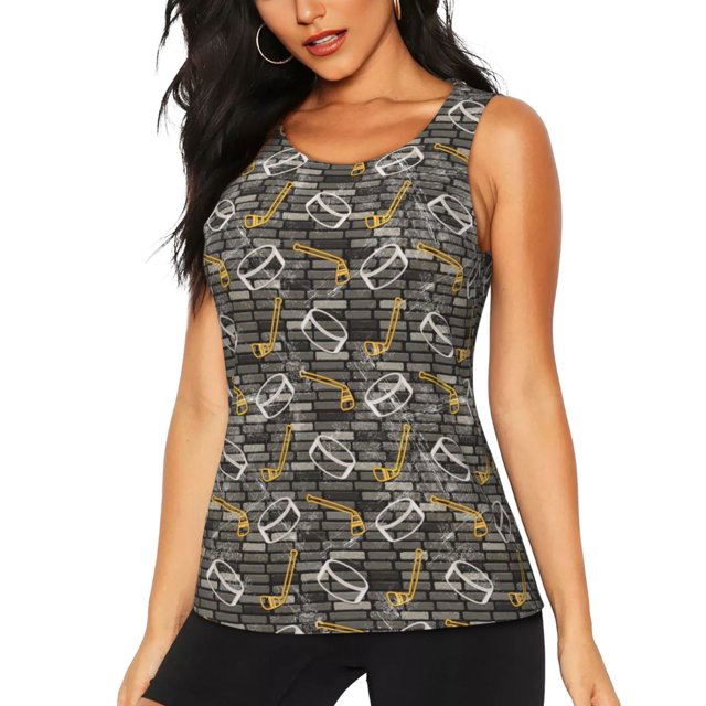 Fotbe Hockey1 Blusas Sin Mangas para Mujer – Estilo Casual, Corte Suelto, Slim-Fit, Cuello Redondo Deportivo, Tops de Verano para Gimnasio y Yoga-Large