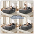 thumbnail image 3 of Oooh life Oversized Chaise Lounge Chair Indoor, Gray Plush Sleeper Sofa Bed with Cup Holders, 47" Extra Wide Floor Sofa Bed, No Assembly Lounge Seating, 3 of 7