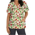 thumbnail image 2 of Snoarin Summer Plus Size Workout Tops for Women Tops Short Sleeve V-neck Tops Working Uniform Floral Print With Three Pockets Blouse Work Uniforms for Women on Clearance, 2 of 5