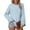 Blue, variant on gakvbuo Long Sleeve Tunic Tops for Women Women's New Lace Sleeve Round Neck Cover Line Solid Color Casual Blouse