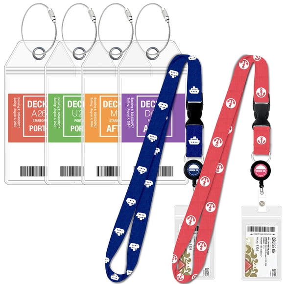 Soporte para etiquetas de equipaje y cordón para Carnival Cruise [paquete de 6]