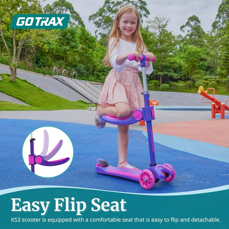 GOTRAX KS3 Kids Scooter, 3 Wheel, Foldable Seat, Adjustable