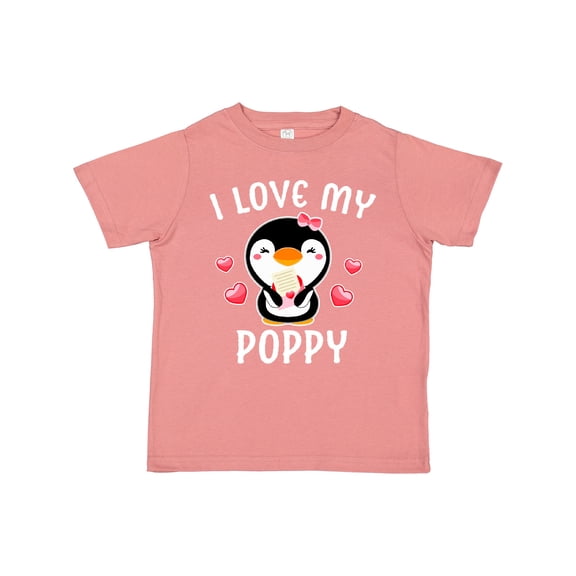 Inktastic I Love My Poppy with Cute Penguin and Hearts Girls Toddler T-Shirt