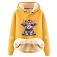 thumbnail image 4 of NinXxx Women's Cute Cow Print Lined Hoodie Long Sleeve Daily Wear Yellow M, 4 of 4