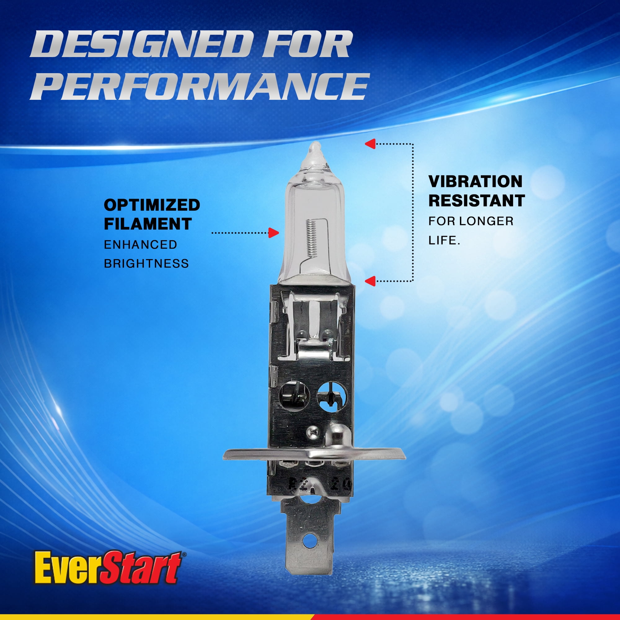 EverStart H1 Halogen Headlight Bulb, 1 pack, Compatible with Multiple Cars