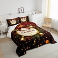thumbnail image 3 of Feelyou Merry Christmas 01, Gold Bell Twin Comforter Sets, Glitter Stars Dots Print Reversible Bedding Set, Lightweight Room Decor,2-Piece, 3 of 8