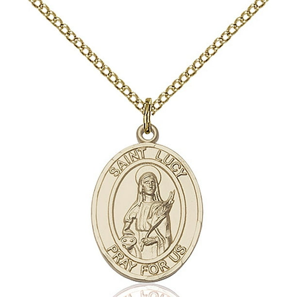 Bonyak Jewelry Saint Medal Collection Gold Filled St Lucy Pendant 3 4 X 1 2 Inches With 18 Inch Curb Chain Com - Saint Lucy Gold Pendant Bonyak Jewelry Saint Medal Collection Gold Filled St Lucy Pendant 3 4 X 1 2 Inches With 18 Inch Curb Chain Com - Saint Lucy Gold Pendant