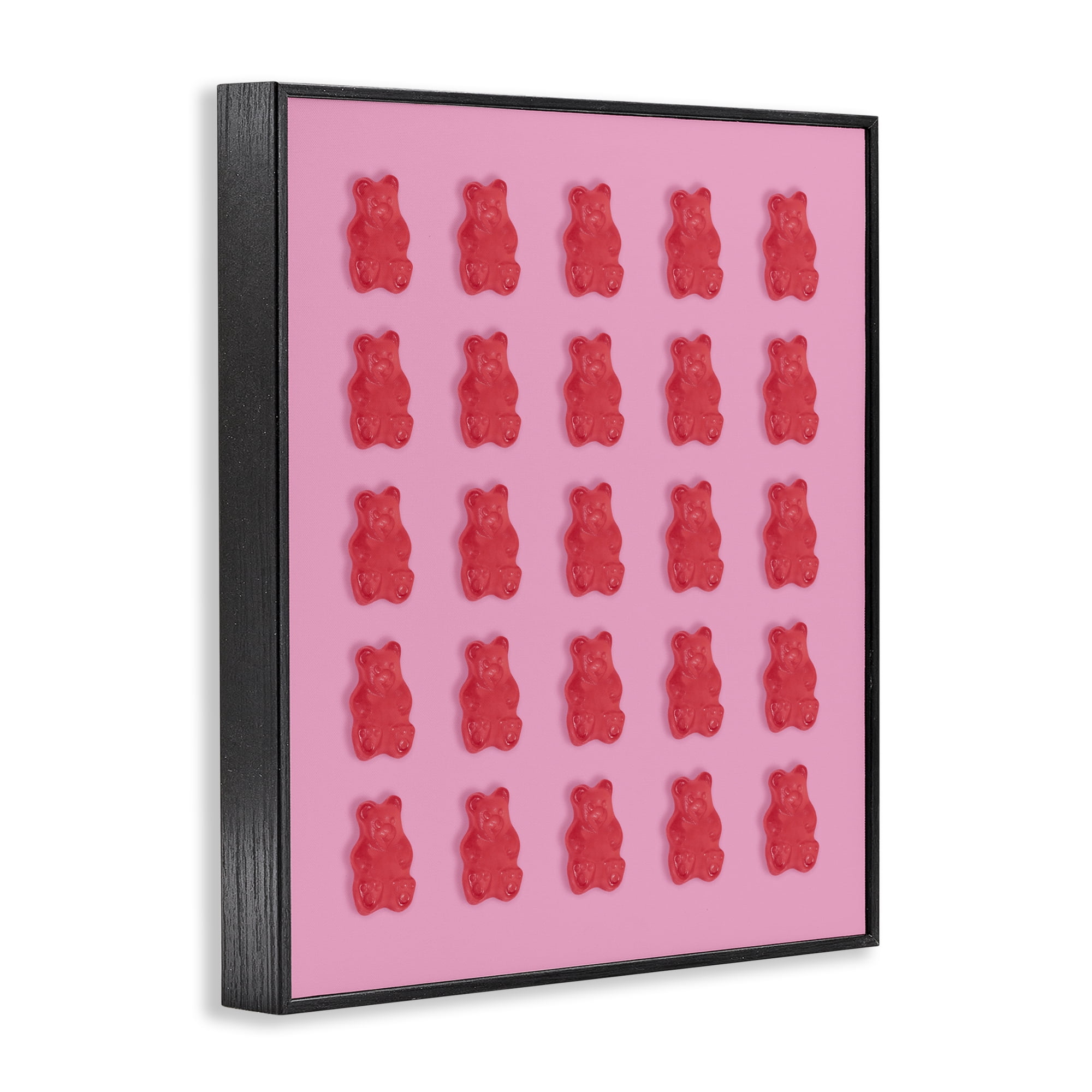 Stupell Industries Red Gummy Bears on Pink Black Framed Giclee Art, design by LISH Creative