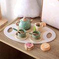 thumbnail image 3 of Wooden Teapot Tea Cup Set, Enhance Social Skills Pretend Wooden Tea Set Role Playing Early Learning Bright Color with Pot Cups Spoons Lemon Slices for Children, 3 of 7