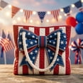 thumbnail image 4 of 250th Anniversary Usa Women's Patriotic Bow Star Quilted Tote Bags Large Capacity Top Handle Shoulder Purses CasualTravel Bags for Women Daily Use, 4 of 9