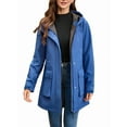 thumbnail image 2 of Women Waterproof Softshell Jackets Warm Fleece Lined Coats with Hood Long Rain Jacket Navy Blue L, 2 of 9