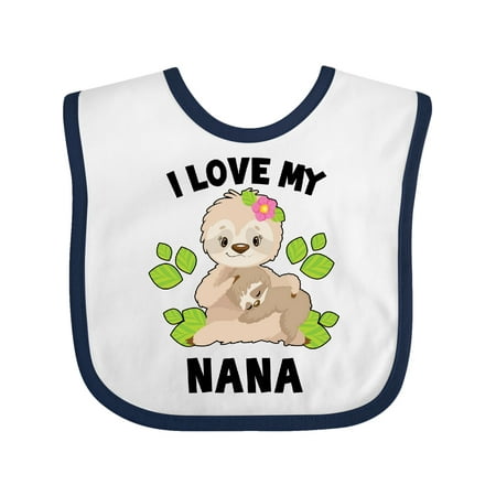 

Inktastic Cute Sloth I Love My Nana with Green Leaves Gift Baby Boy or Baby Girl Bib
