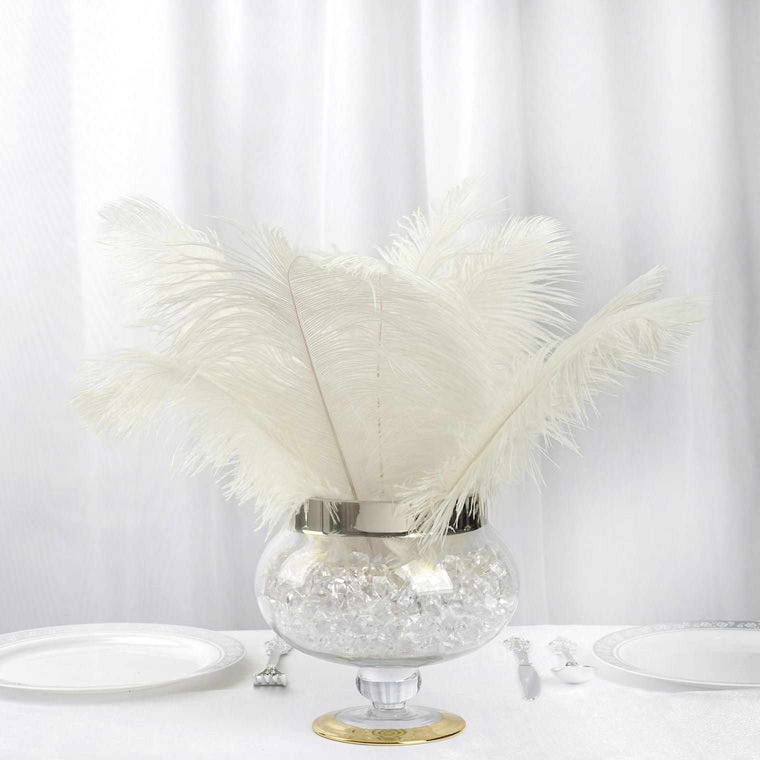 AWAYTR Natural 10-12inch(25-30cm) Ostrich Feathers Plume for Wedding Centerpieces Home Decoration White 10pcs