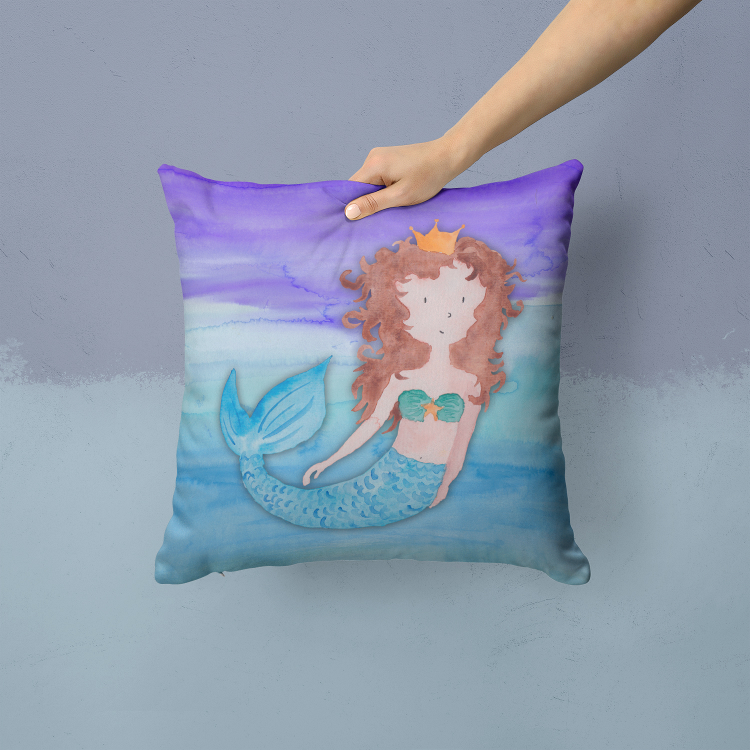 Watercolor Sealife Art Canvas Fabric Decorative Pillow
