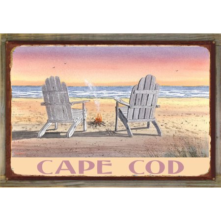 Pottery Barn Style Chair Cape Cod Massachusetts Adirondack Chairs Beach Rustic Metal Print on Reclaimed Barn Wood by Dave Bartholet (24
