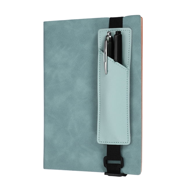 Uxcell Elastic Band Pen Holder, PU Leather Pen Sleeve with Adjustable Elastic Band for Office Supplies Notebook Planner Journal Ballpoint Pencils Touch, Teal