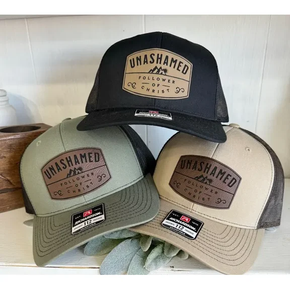 Unashamed Follower of Christ Christian Richardson Leatherette Patch Hat