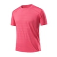 thumbnail image 2 of Camisa Elvqul para Hombre Rojo Liso Cuello Redondo Manga Corta Casual Gym, 2 of 3