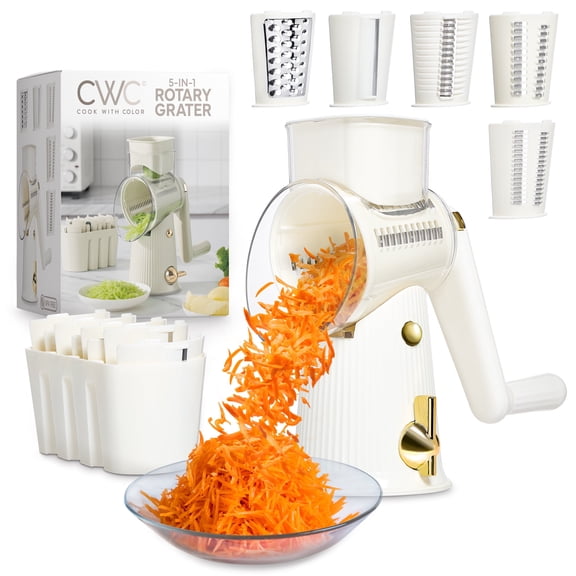COOK WITH COLOR Cheese Grater Rotary, Cheese Shredder, Grater for Kitchen, Cream