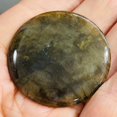 thumbnail image 2 of Labradorite Disc Pendant Bead | 45x5mm | Green Black | 1 Bead |, 2 of 10