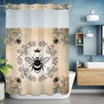 thumbnail image 2 of Vintage Crown Bee No Hook Shower Curtain with Snap in Liner Classical Floral Texture Orange Green Ombre Waterproof Bathroom Shower Curtain with See Through Top Window for Bathtub 72" x 84", 2 of 9