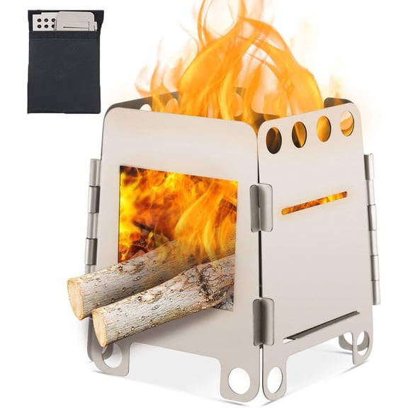 ABPETE Camping Stove Wood Burning Stoves Portable Backpacking Stove Folding Lightweight Titanium Alcohol Stove for Outdoor Camping Hiking Hunting Picnic BBQ