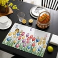 thumbnail image 3 of Watercolors Tulips Placemats Set of 12, Spring Butterflies Flowers Leaves Plants Placemats for Dining Table, Place Mats for Kitchen Tabletop, Waterproof Wipeable Dining Table Mats Set, 3 of 9