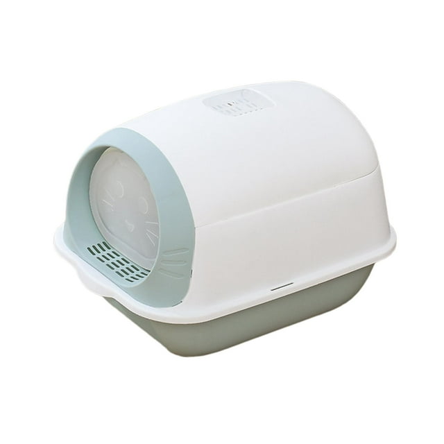 Bandeja de arena para mascotas, orinal cerrado, inodoro, parte inferior antideslizante, caja de arena para gatos con capucha para gatitos y cachorros Azul Fernando Bandeja de arena para gatos
