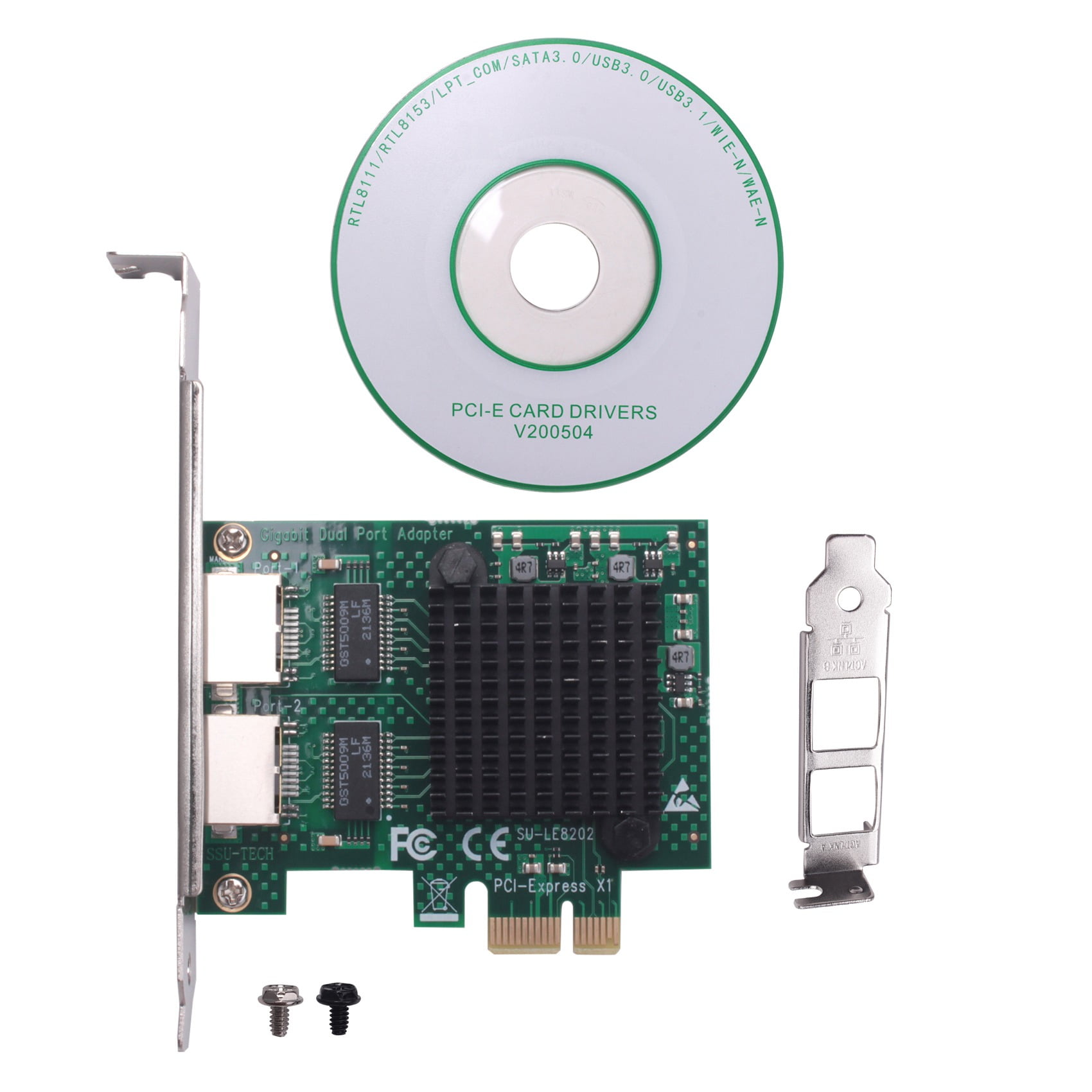 SNOWINSPRING PCIe Gigabit Network Card Dual Port 2XRJ45 Lan Adapter