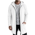 thumbnail image 2 of FSYBOA Men's Zipper Hoodies, Long Sleeve Casual Winter Loose Fit Long Hooded Jackets White Size 3XL, 2 of 6