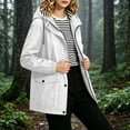 thumbnail image 6 of Plus Size Jackets for Women Casual Hooded Waterproof Regular Long Sleeve Solid Color Outdoor Hiking Drawstring Windbreaker with Pockets, 6 of 8