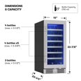 thumbnail image 3 of Zephyr Presrv Refrigerador de vino delgado de 15" Zona única debajo del mostrador - Mini refrigerador de vino estrecho Bodegas Gabinete pequeño Refrigerador de vino Enfriador de bar para el hogar Inde, 3 of 5