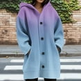 thumbnail image 2 of Hueook Puffer Jacket Womens Daily Printed Long Sleeved Knitted Cardigan Button Up Hooded Jacket Top Purple XL, 2 of 5