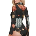 thumbnail image 4 of Hearts and Hot Air Balloons Women's Mock Turtle Neck Long Sleeve Tops Bodysuit Jumpsuit One Piece Leotards Shirt, 4 of 8
