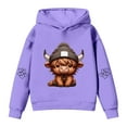 thumbnail image 6 of MAIHAN Highland Cow Hoodies For Kids Cute Cow Print Cozy Pullovers sweatshirts Casual Long Sleeve Fall Winter Sweatshirts(Purple,13-14 Years), 6 of 6