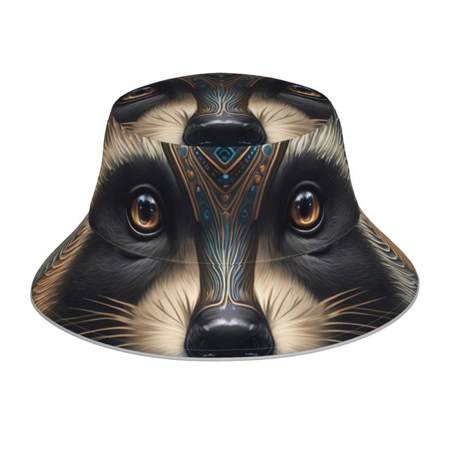 Balery Tribal Style Raccoon Sombreros para el sol para hombre y mujer, sombrero de pescador con UPF 50+