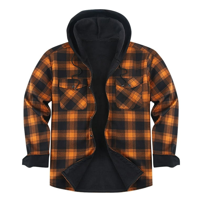 FDGIU Men's 2025 Plaid Flannel Jacket - Fleece Lined Full Zip