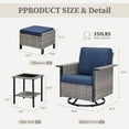 thumbnail image 7 of Yeahumalia 5-Piece Wicker Patio Outdoor Furniture Sets with Rattan Sofa, 2 Swivel Rocking Chairs and 2 Ottomans, Grey/Blue, 7 of 7