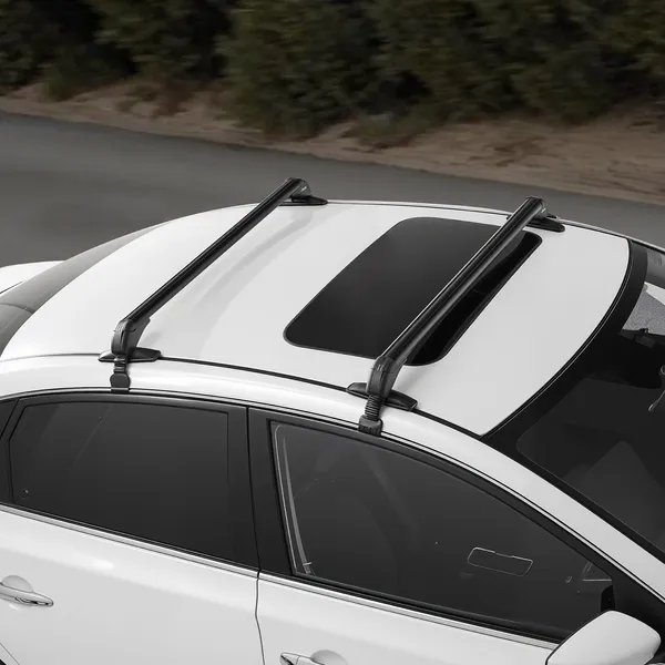 Universal Fit Roof Rack Cross Bars for Naked Flush Roofs 165 LBS Capacity Lockable Heavy Duty Aluminum Rooftop Luggage Carrier