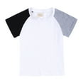 thumbnail image 3 of HAOTAGS Baby Boys Girls 2 piece Set Short Sleeve T Shirt Tops Color Block Elastic Waist Shorts Cute Summer Outfit Black Size 6-9M, 3 of 4